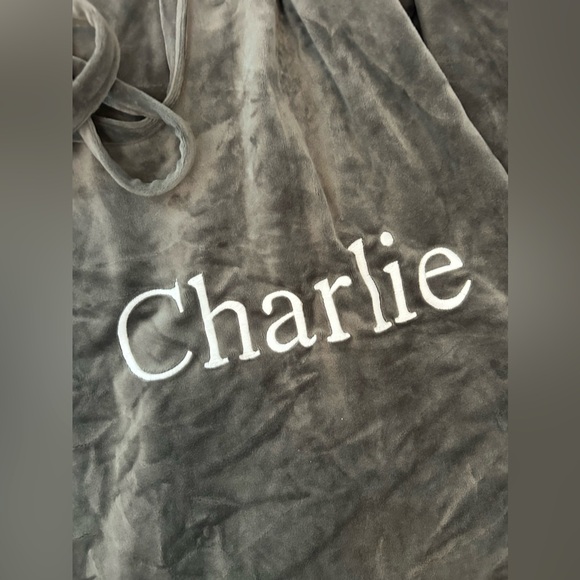 Restoration Hardware Santa Sack embroidered “Charlie” - Picture 3 of 4